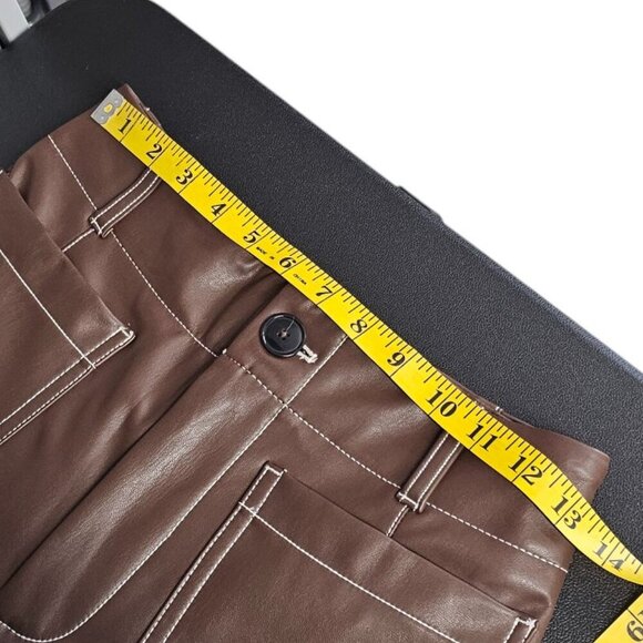 Anthropologie Maeve The Colette Crop Wide-Leg Pants, Faux-Leather Top-Stitch, 26 - Picture 6 of 10